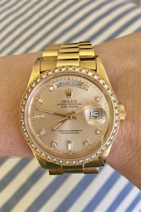 vintage rolex day-date president 18k yellow gold watch 36mm|ladies Oyster Perpetual datejust 18k.